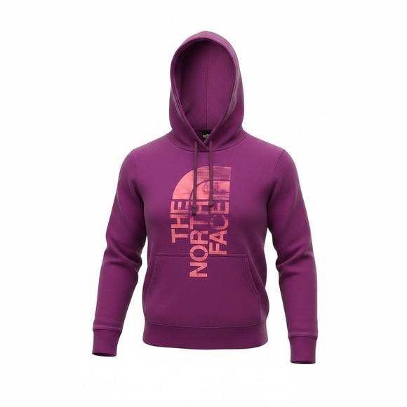 The North Face Tops - North Face Hoodie Womens L Purple Pink Logo Graphic Pullover Fleece Sweatshirt